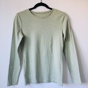 Ann Taylor Grey-Green Long Sleeve T-Shirt
